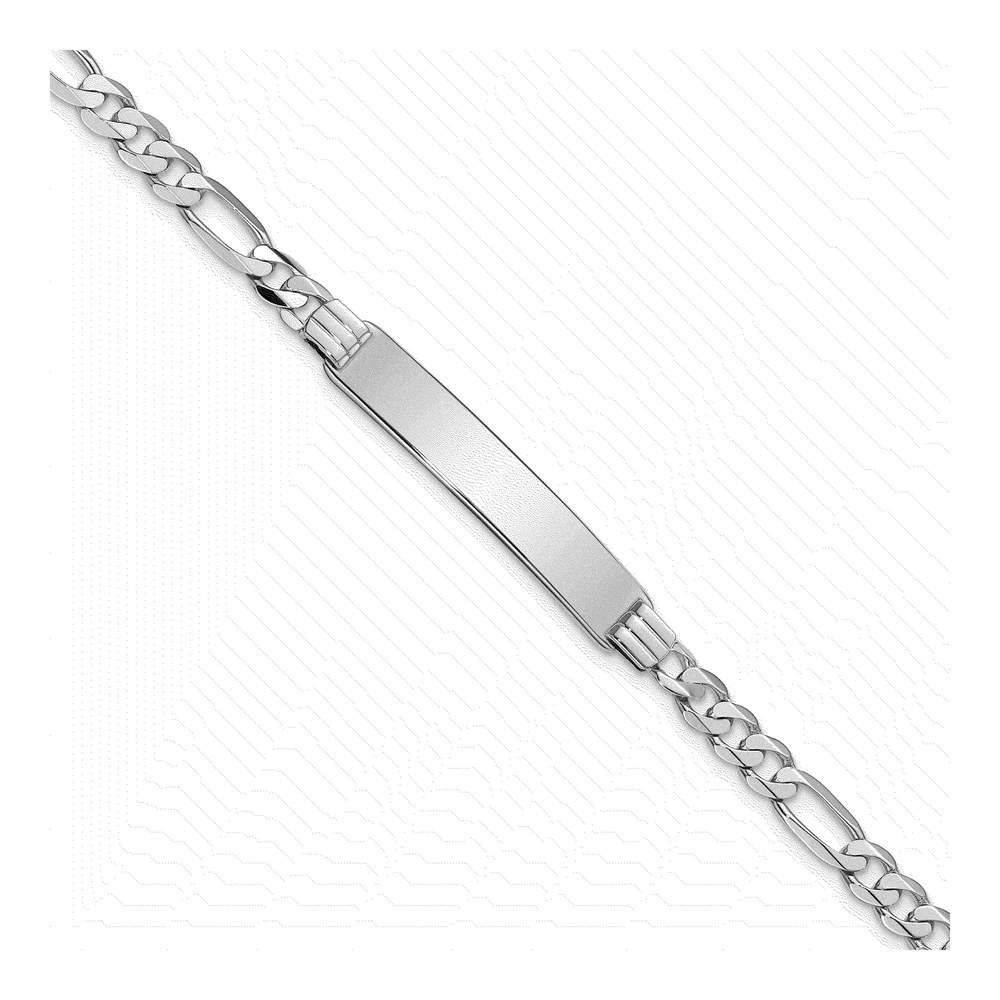 14K White Gold Figaro ID Bracelet
