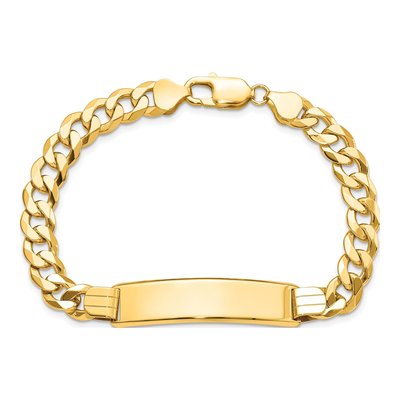 14K Yellow Gold Curb Link ID Bracelet – view 4