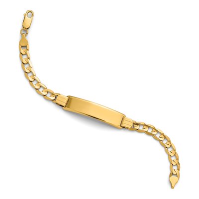 14K Yellow Gold Curb Link ID Bracelet – view 7