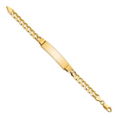 14K Yellow Gold Curb Link ID Bracelet – view 3