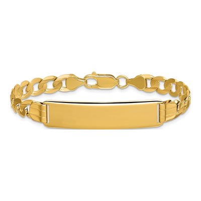 14K Yellow Gold Curb Link ID Bracelet – view 4
