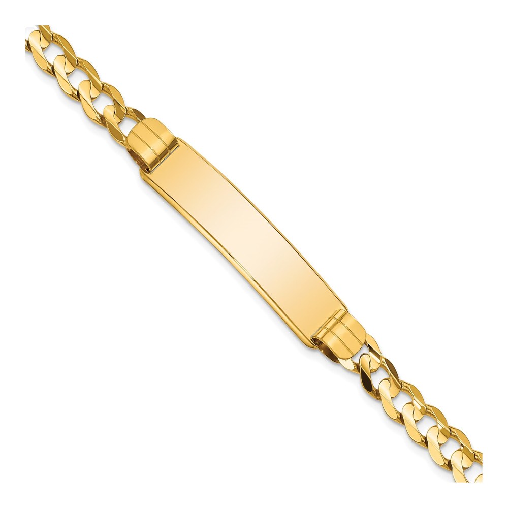 14K Polished Solid Chain/solid Plate Curb Link 37x9mm Plate 8 Inch Id Bracelet with Lobster Clasp