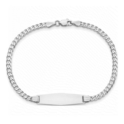 14K White Gold Curb Link ID Bracelet – view 4
