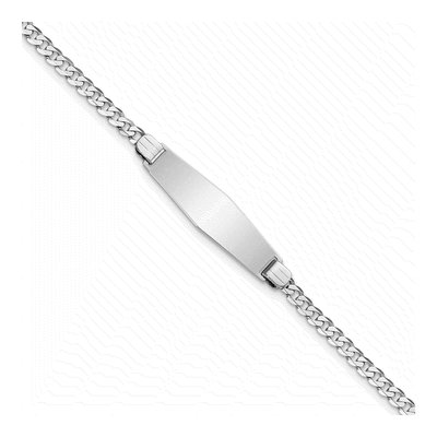 14K White Gold Curb Link ID Bracelet