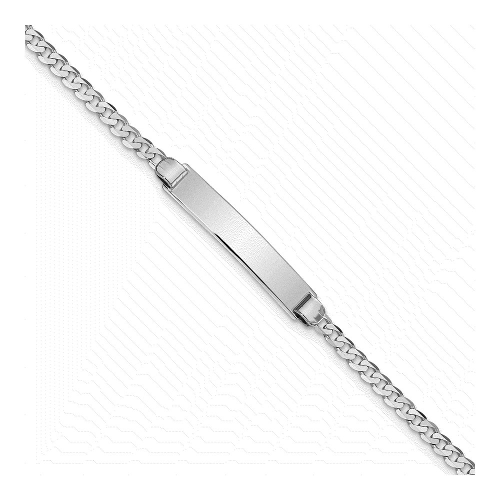 14K White Gold Curb ID Bracelet