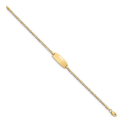 14K Yellow Gold Figaro for Baby Child ID Bracelet – view 4