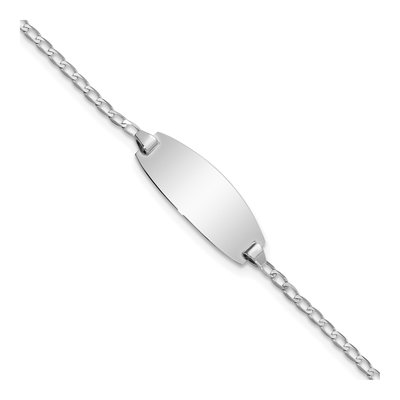 14K White Gold Curb Link Baby ID Bracelet