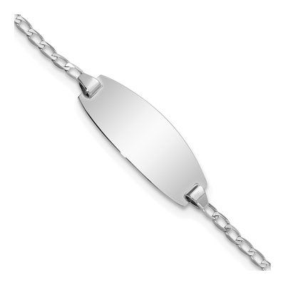 14K White Gold Curb ID Bracelet