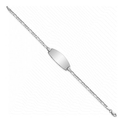 14K White Gold Figaro ID Bracelet – view 3