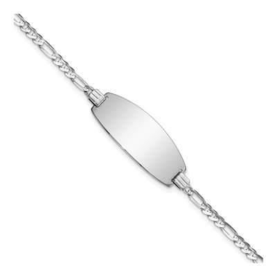 14K White Gold Figaro ID Bracelet