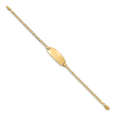 14K Yellow Gold Curb Link ID Bracelet – view 3