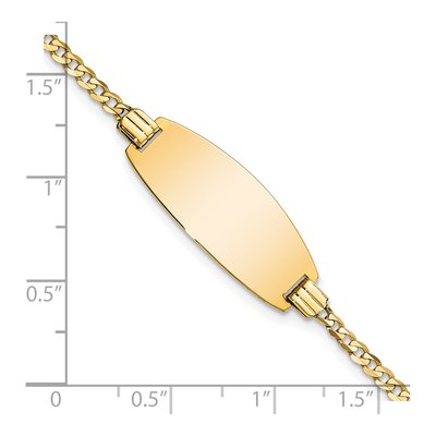 14K Yellow Gold Curb Link ID Bracelet – view 4
