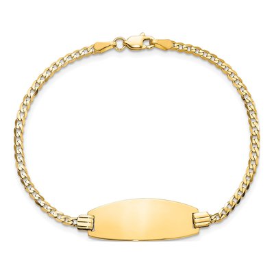 14K Yellow Gold Curb Link ID Bracelet – view 5