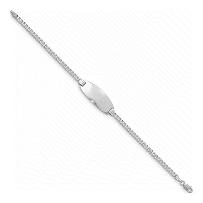 14K White Gold Curb Link Oval ID Bracelet – view 3