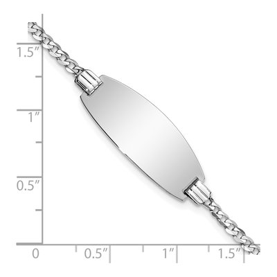 14K White Gold Curb Link Oval ID Bracelet – view 4
