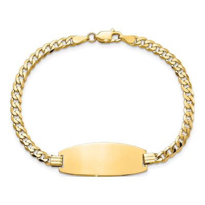 14K Yellow Gold Curb Link ID Bracelet – view 5
