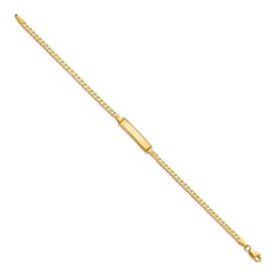 14K Yellow Gold Curb Link ID Bracelet – view 3