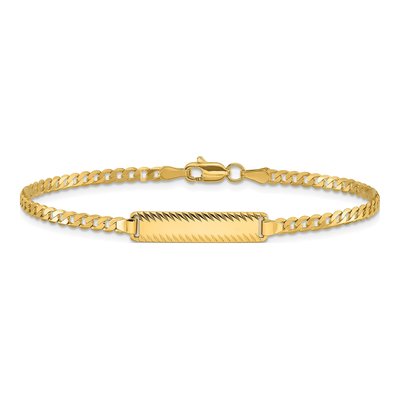 14K Yellow Gold Curb Link ID Bracelet – view 4