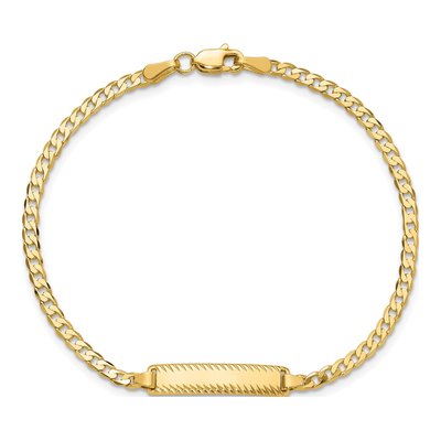 14K Yellow Gold Curb Link ID Bracelet – view 5