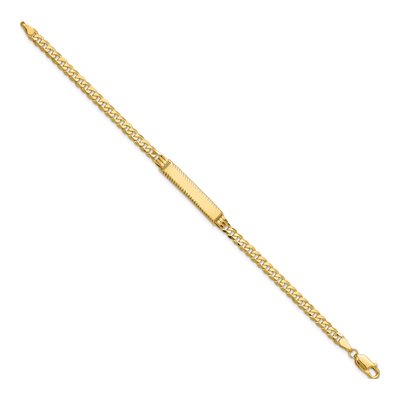 14K Yellow Gold Flat Curb Link ID Bracelet – view 3