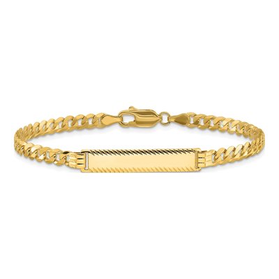 14K Yellow Gold Flat Curb Link ID Bracelet – view 4