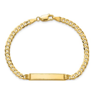 14K Yellow Gold Flat Curb Link ID Bracelet – view 5