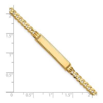 14K Yellow Gold Flat Curb Link ID Bracelet – view 6