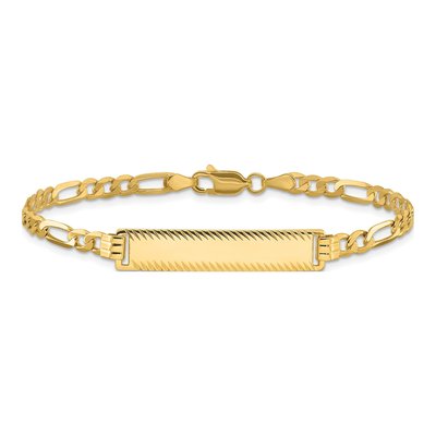 14K Yellow Gold Figaro Link ID Bracelet – view 4