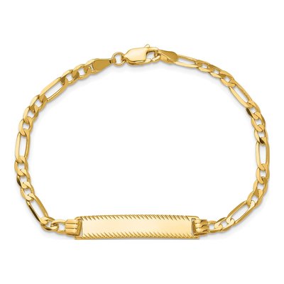 14K Yellow Gold Figaro Link ID Bracelet – view 5