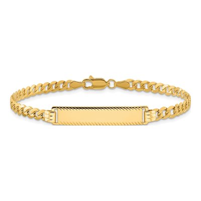 14K Yellow Gold Curb Link Diamond-Cut Plate ID Bracelet – view 3