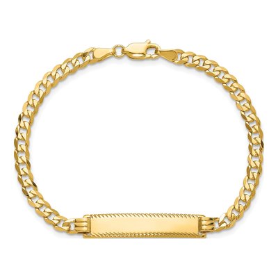 14K Yellow Gold Curb Link Diamond-Cut Plate ID Bracelet – view 4