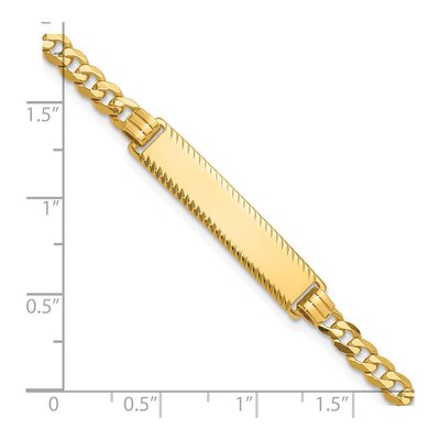 14K Yellow Gold Curb Link Diamond-Cut Plate ID Bracelet – view 5