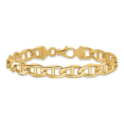 14K Yellow Gold 9mm Fancy Anchor Chain Bracelet – view 3