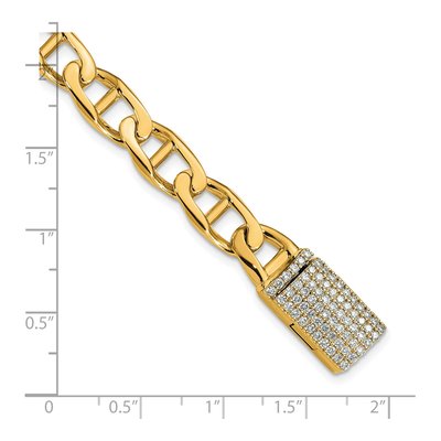 14K Yellow Gold 9mm Diamond Anchor Chain Bracelet – view 3