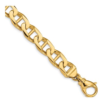 14K Yellow Gold 10.3mm Fancy Anchor Chain Bracelet