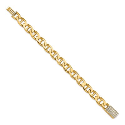 14K Yellow Gold 10.3mm Diamond Anchor Chain Bracelet – view 2