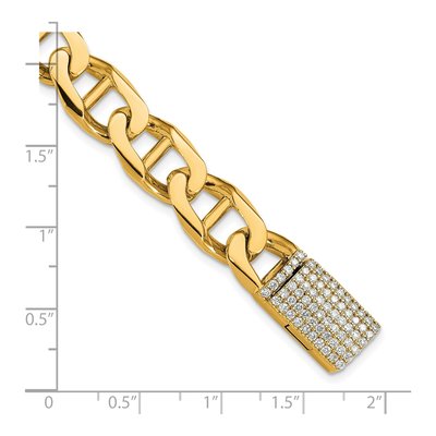 14K Yellow Gold 10.3mm Diamond Anchor Chain Bracelet – view 3