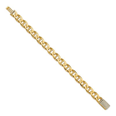 14K Yellow Gold 10.3mm Diamond Anchor Chain Anklet – view 2