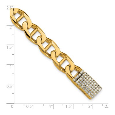 14K Yellow Gold 10.3mm Diamond Anchor Chain Anklet – view 3