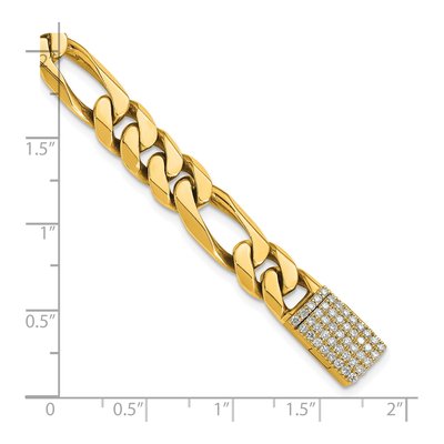 14K Yellow Gold 8mm Diamond Figaro Chain Bracelet – view 3