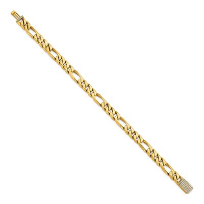 14K Yellow Gold 8mm Diamond Figaro Chain Anklet – view 2