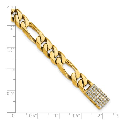 14K Yellow Gold 8mm Diamond Figaro Chain Anklet – view 3