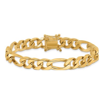 14K Yellow Gold 9mm Figaro Chain Bracelet – view 3