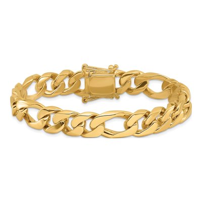 14K Yellow Gold 10mm Figaro Chain Bracelet – view 3