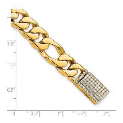14K Yellow Gold 10mm Diamond Figaro Chain Bracelet – view 3
