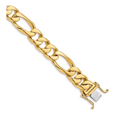 14K Yellow Gold 13mm Figaro Chain Bracelet