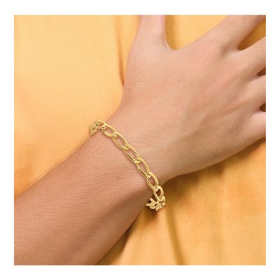 14K Yellow Gold 5.9mm Hand Fancy Open Link Chain Bracelet – view 5