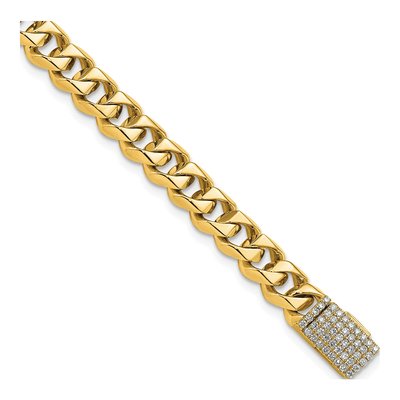 14K Yellow Gold 1.4 ct tw Fancy Curb Diamond Bracelet
