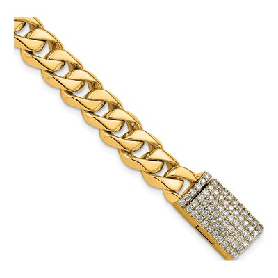 14K Yellow Gold 1.7 ct tw Fancy Curb Diamond Bracelet