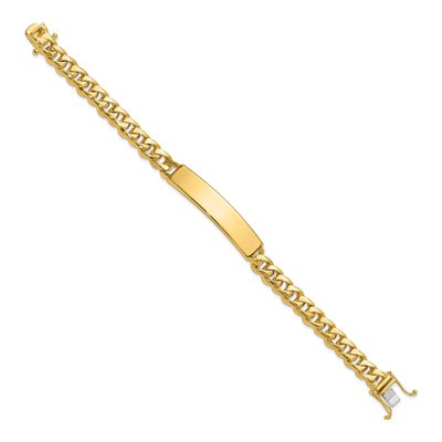 14K Yellow Gold Curb Link ID Bracelet – view 2